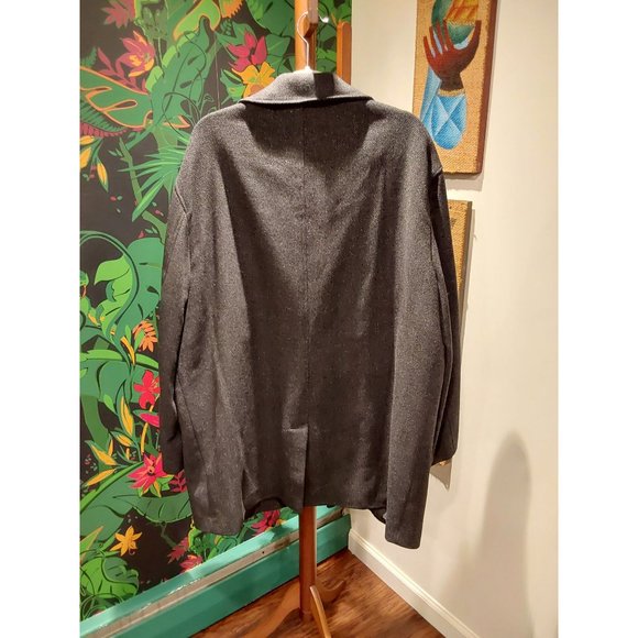 Black Brown 1826 Men's Wool Cashmere Mid Length Herringbone Overcoat Size XL - Picture 4 of 12